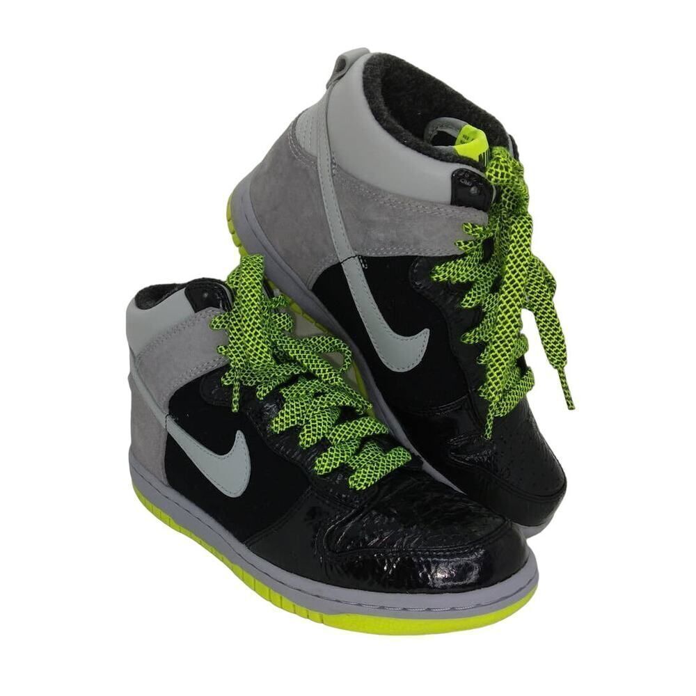 NIKE DUNK High Premium Men's Black/Gray/Volt Sneakers - Size: 7